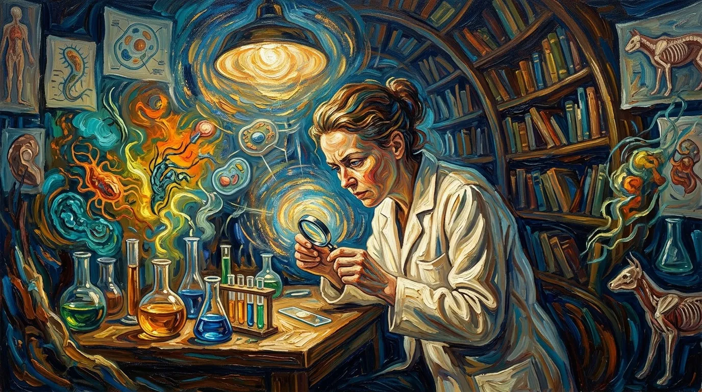 Chercheur examiner molécules dans laboratoire swirl bleu