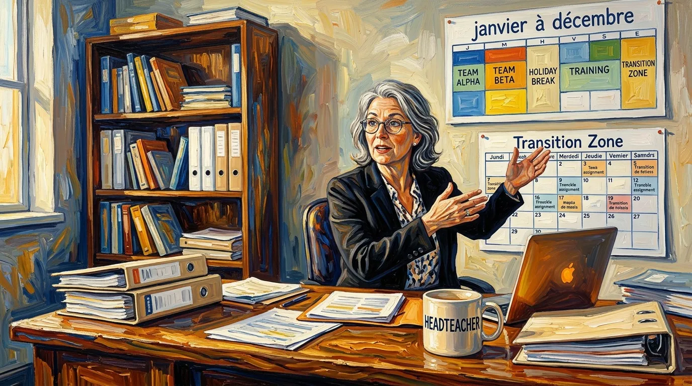 Femme directrice à son bureau avec calendriers et documents